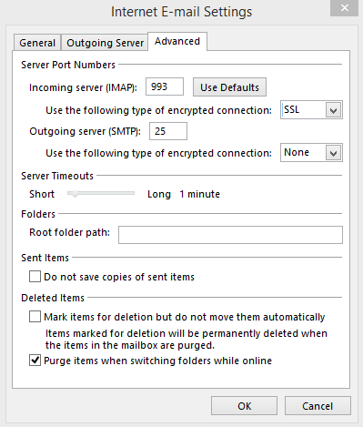 Uppsetning á Outlook - Skref 3